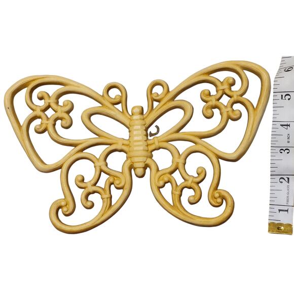 Homco Set of 3 Vintage Brown Syroco 70's Butterflies Wall Decor MCM Made In USA - Picture 9 of 12